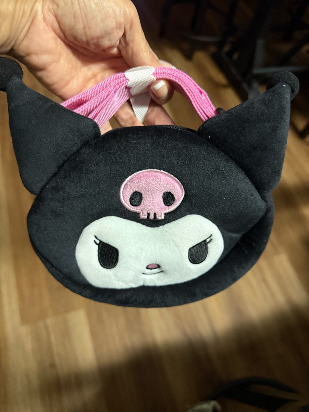 Sanrio Kuromi Plush Wristlet Bag - Black and Pink